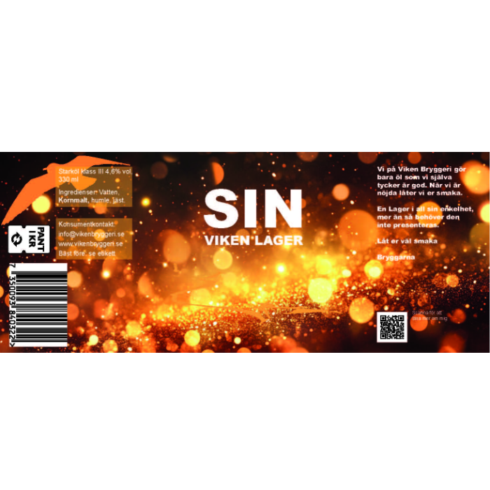 SIN, Viken Lager  4.6 % 30 L Fat  S-koppling