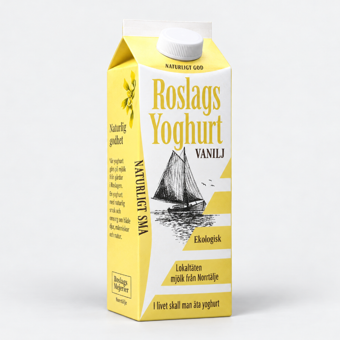 Roslagsmjölk, Vanljyoghurt. Eko  8x1Liter/krt