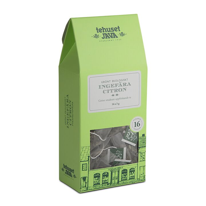 Ekologisk Grön Ingefära Citron 16 pack Tepåsar