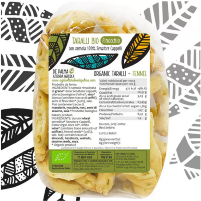 Tarallo Fänkål/Finocchiona EKO (200 g - De Palma) - 20st/krt