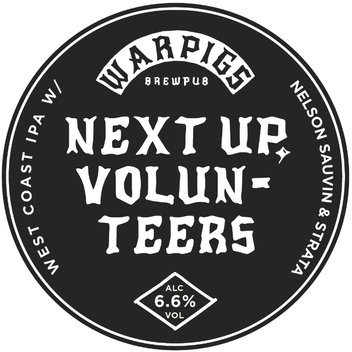 Warpigs Next Up, Volunteers WC IPA