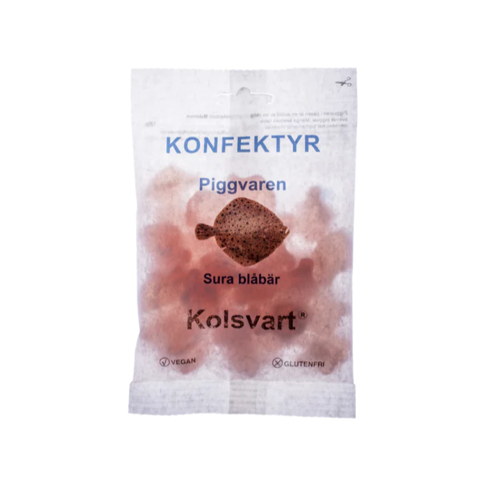 Kolsvart Konfektyr Piggvaren  Sura Blåbär 120 g