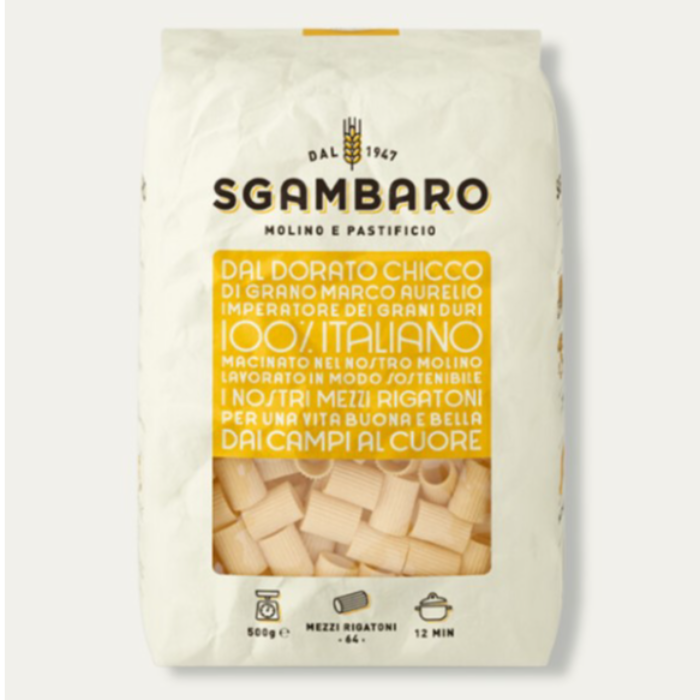 Mezzi rigatoni Linea Gialla Marco Aurelio wheat ( Sgambaro - 500gx16st)