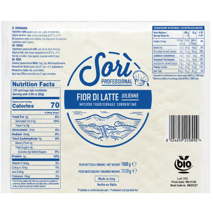Fiordilatte Julienne/Taglio Napoli Eko Fryst (Sorí - 3kg)
