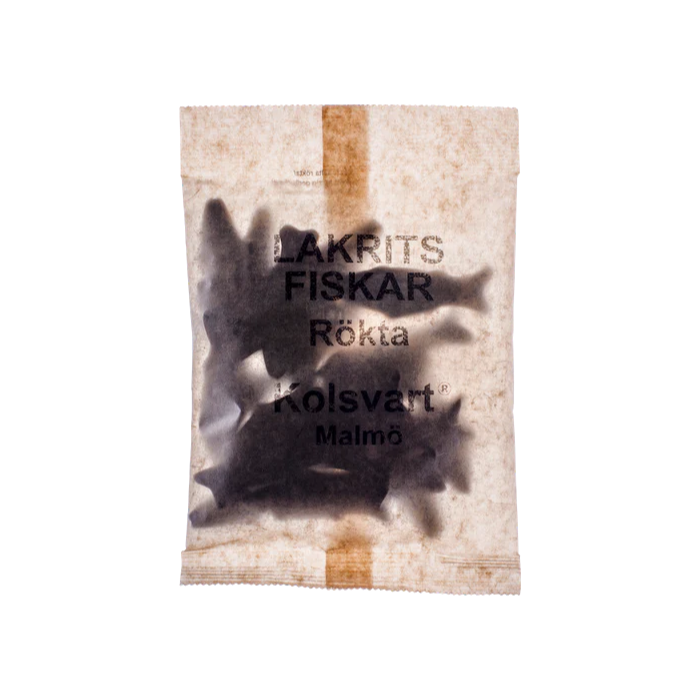 Kolsvart Lakrits Rökta Fiskar