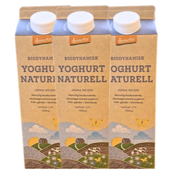 Yoghurt  1,7% fett,  Järna Mejeri, 1Liter