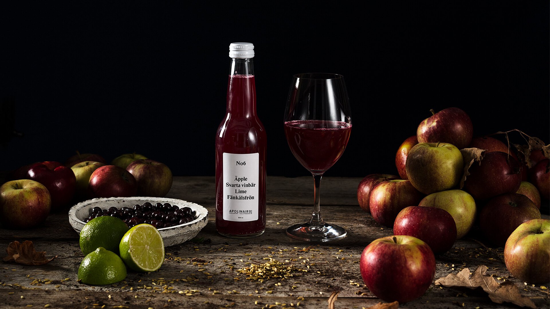 Nr 6 Svartvinbär/Lime/Fänkålsfrö 33cl x 20st